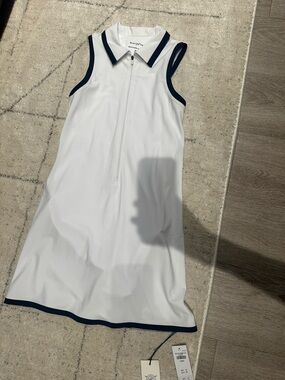 Abercrombie & Fitch White Sleeveless Polo Dress with Navy Trim